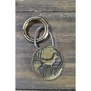 Native American C-31 Bennett Metal Embossed Road Runner Keychain Backpack Tag